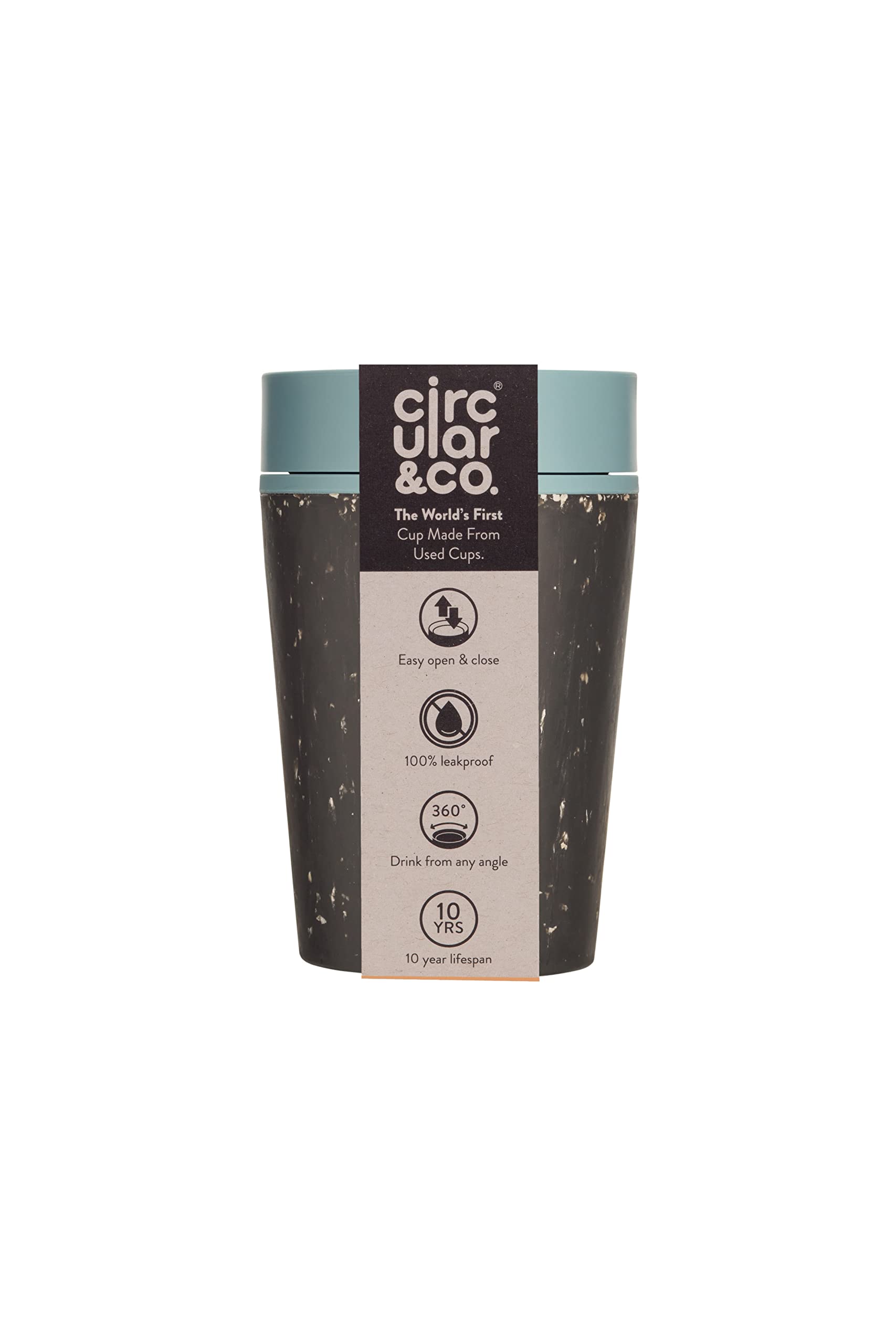 Circular and Co Mark I Model (PRE 2024) Reusable Coffee Cup 8oz/227ml - The World's First Travel Mug Made from Recycled Coffee Cups, 100% Leak-Proof (Black & Faraway Blue) โ image 1