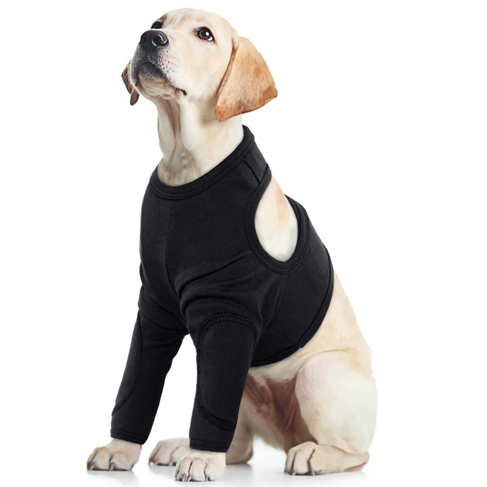Dog Recovery Suit, Leg Wound Cover Dog T-Shirt Anti-Licking Protection Sleeve Comfortable Stop Licking Armpit(Black, L)