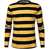iClosam Mens Black and White Striped T Shirt Long Sleeve Crewneck Casual Basic Tee Cotton Pullover Tops S-3XL