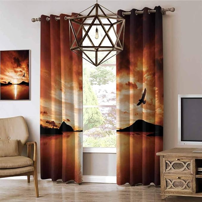 RenteriaDecor Birds Sunblock Curtains for Bedroom A Sea