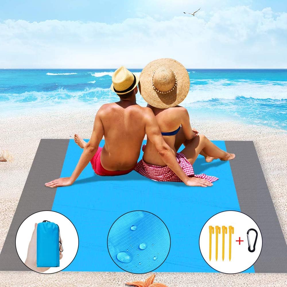 Tapis De Plage Anti-Sable 200x200 Cm - Imperméable Et Lavable - SPRINGOS