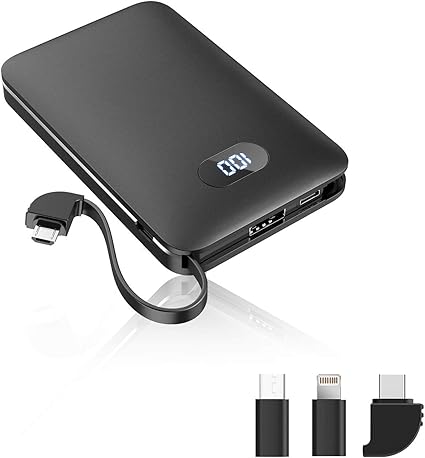 Amazon モバイルバッテリー mah 大容量 ミニ 超軽量 ケーブル内蔵 2a急速充電 二台同時充電でき 携帯充電器 Led残量表示 小型 薄型 Iphone Ipad Android Type C対応 持ち運び Pse認証済み Hokonui ブラック モバイルバッテリー 通販