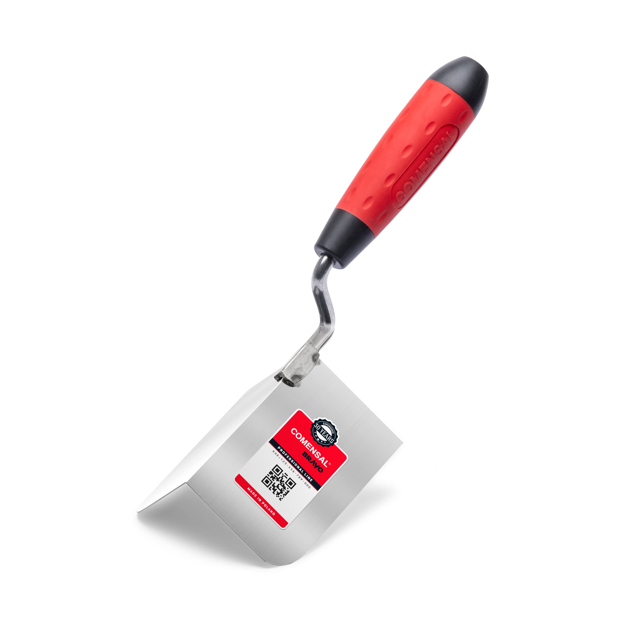 COMENSAL External Corner Trowel - Outdoor Corner Trowel - Plastering Trowel - Stainless Steel External Corner Trowel - Non-Slip Soft Grip - Made in EU