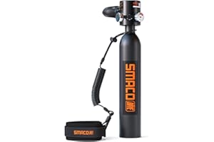 SMACO S300 Plus Mini Scuba Tank 0.5L - Reusable Portable Diving Tank & Emergency Pony Bottle up to 10-Minute Air Supply Underwater Breathing Device Freediving DOT-Certified Air Cylinder