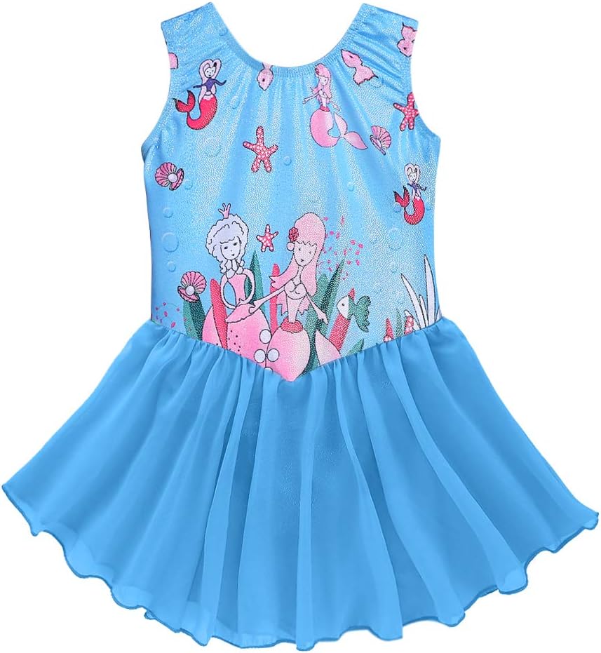 Skirted Leotards for Girls Gymnastics Ballet Dancewear Sparkly Ribbon Unicorn Mermaid