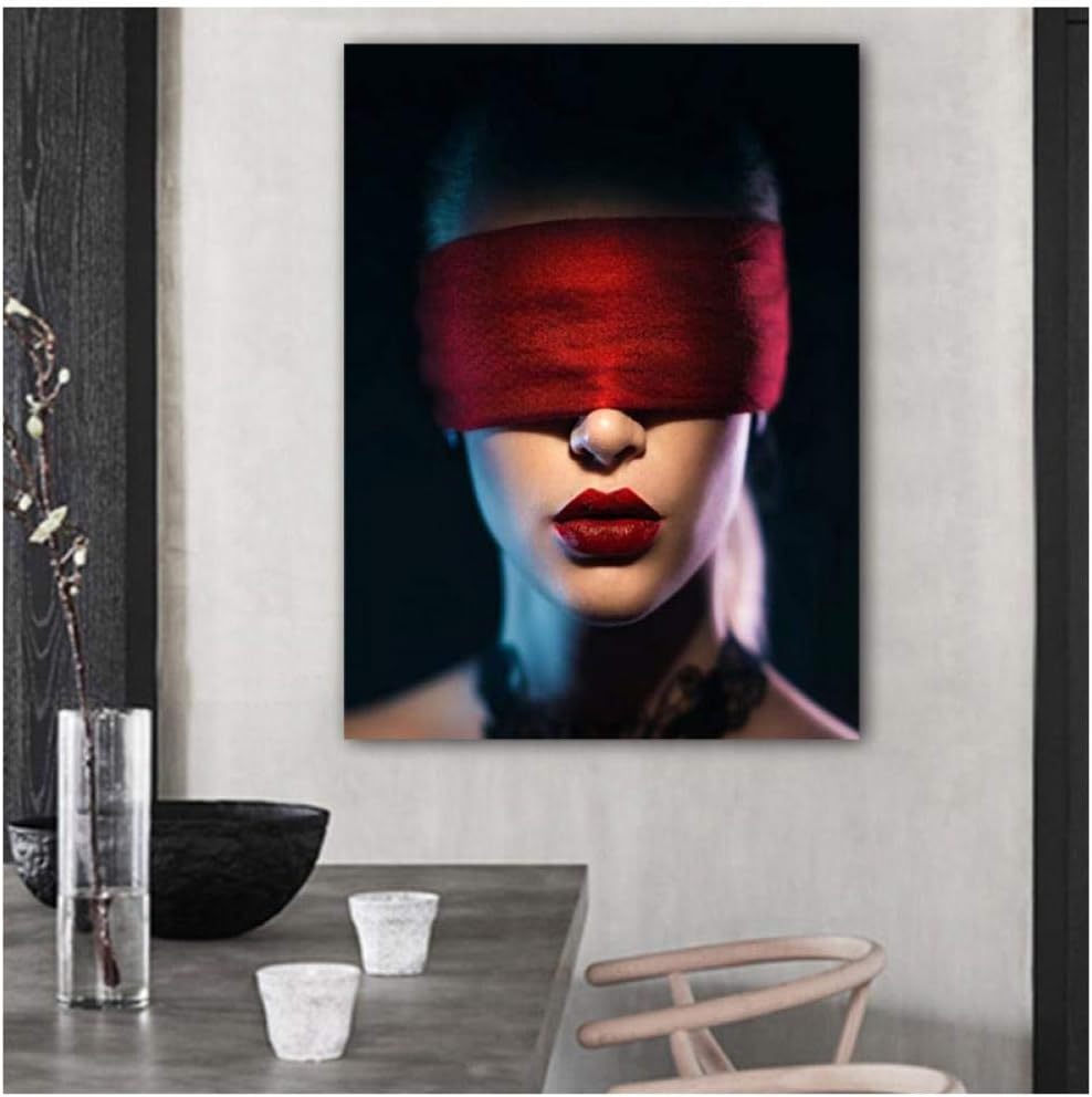 Mmdianpu Sexy Girl rotes Tuch und Lippen Moderne dekorative Drucke auf