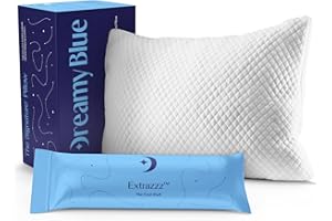 DreamyBlue Signature Pillow w/Adjustable Loft • Shredded Memory Foam Fill • Neutral Alignment for Side, Back, and Stomach Sleepers • Washable Bamboo Rayon Cover • CertiPUR-US Certified Foam (Queen)