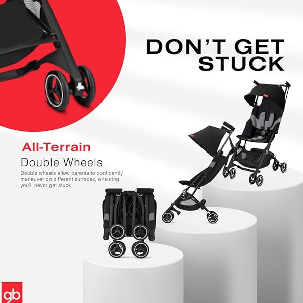 GB POCKIT+ ALL-TERRAIN, ULTRA COMPACT LIGHTWEIGHT TRAVEL STROLLER WITH CANOPY AND RECLINING SEAT IN VELVET BLACK
