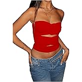 GORGLITTER Women's Flower Strapless Tube Tops Y2K Sleeveless Cut Out Bandeau Coquette Summer Going Out Crop Top 2025