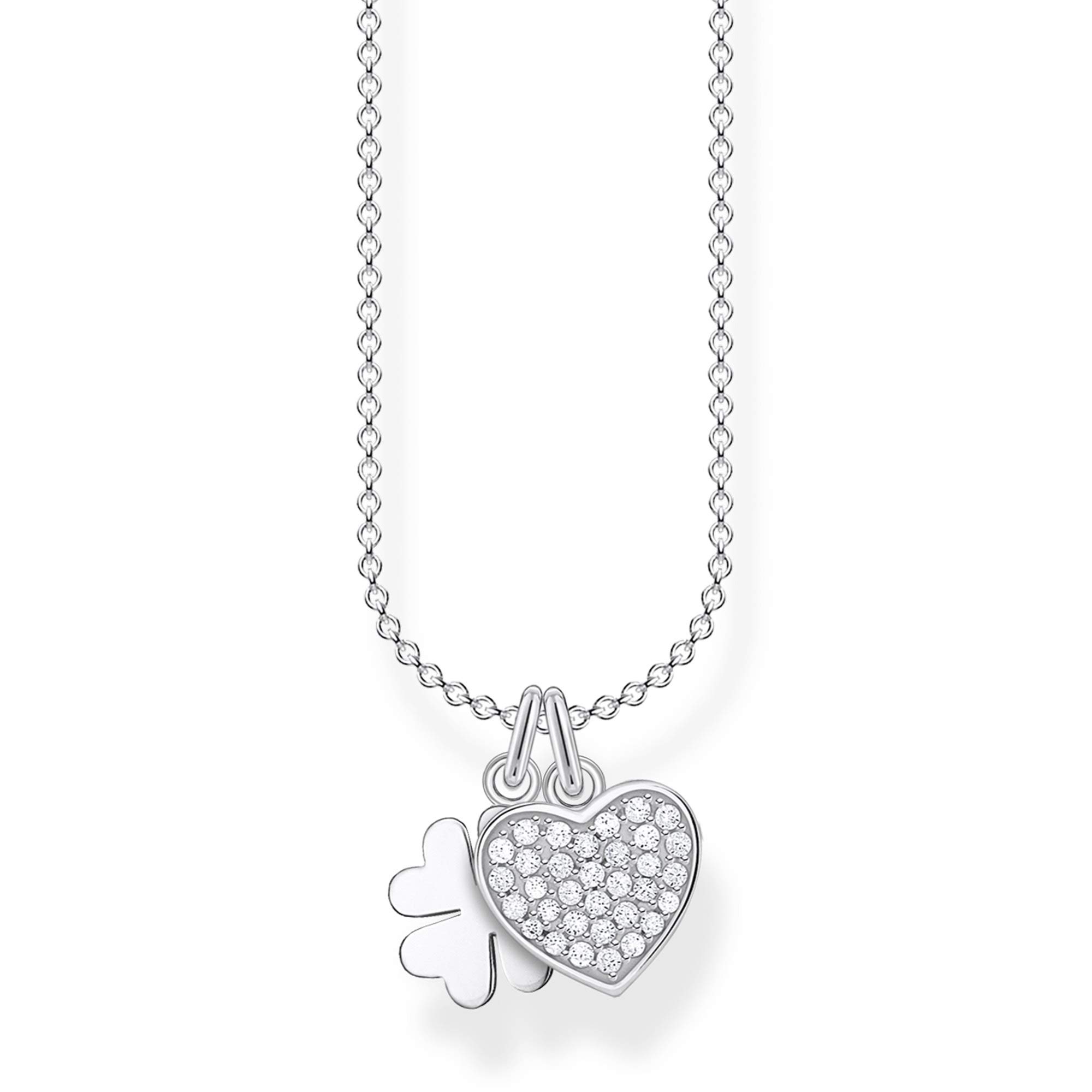 Thomas Sabo Women Necklace cloverleaf with heart pavé 925 Sterling Silver KE2047-051-14