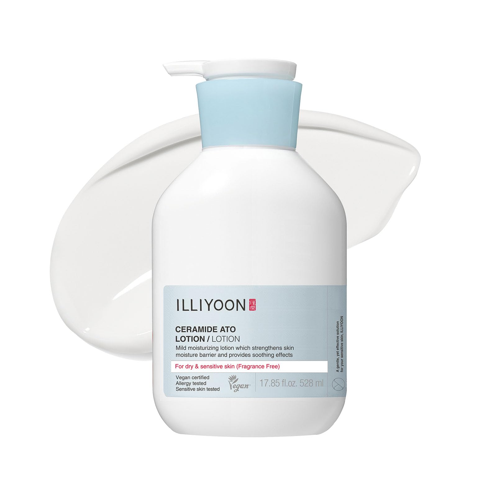 ILLIYOON Ceramide Ato Lotion 528ml(17.85oz) | Strengthening and restoring skin barrier with Soy Ceramide for Dry & Sensitive Skin | Gentle moisturizer for Infants and Adults | Vegan | Fragrance Free