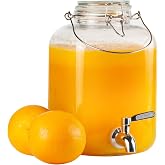 Glass Drink Dispenser for Parties, 1 Gallon Beverage Dispenser with Spigot and handle,Glass Water Dispenser, Juice Dispensers for Fridge, Lemonade &amp; Laundry Detergent Dispenser (1Pack)