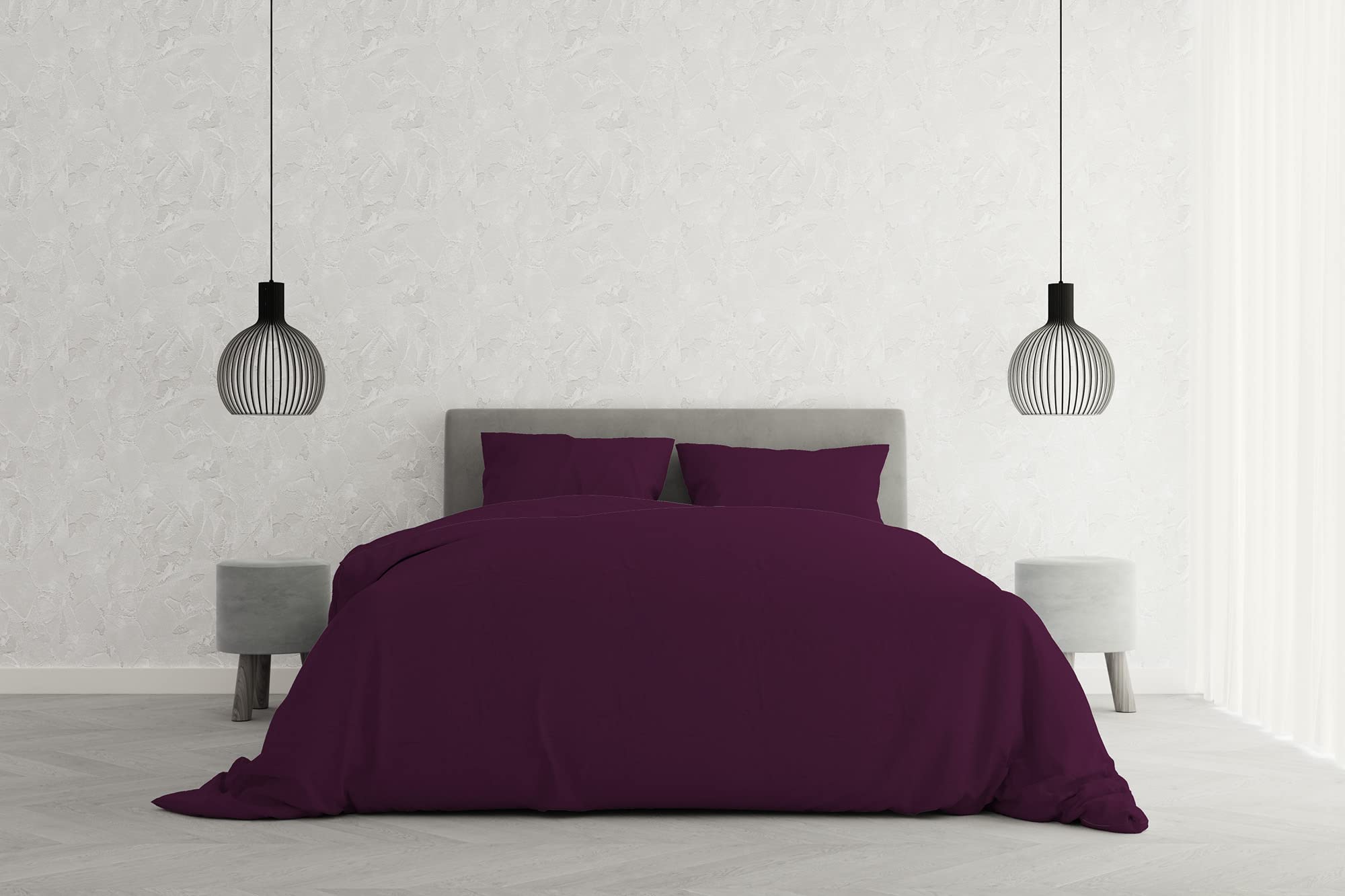 Italian Bed Linen Elegant cp-el-prugna-2pst Duvet Cover Set, Microfibre, Plum, Double, 200 x 250 cm x 1, 3 units