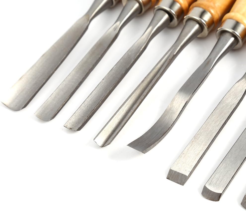 Carving Tools, 12Pcs Wood Hand Chisels Multipurpose Professional Wood Chisel Tool Hand Carving Chisel Set for Beginners & Professions DIY Sculpture - Image 5