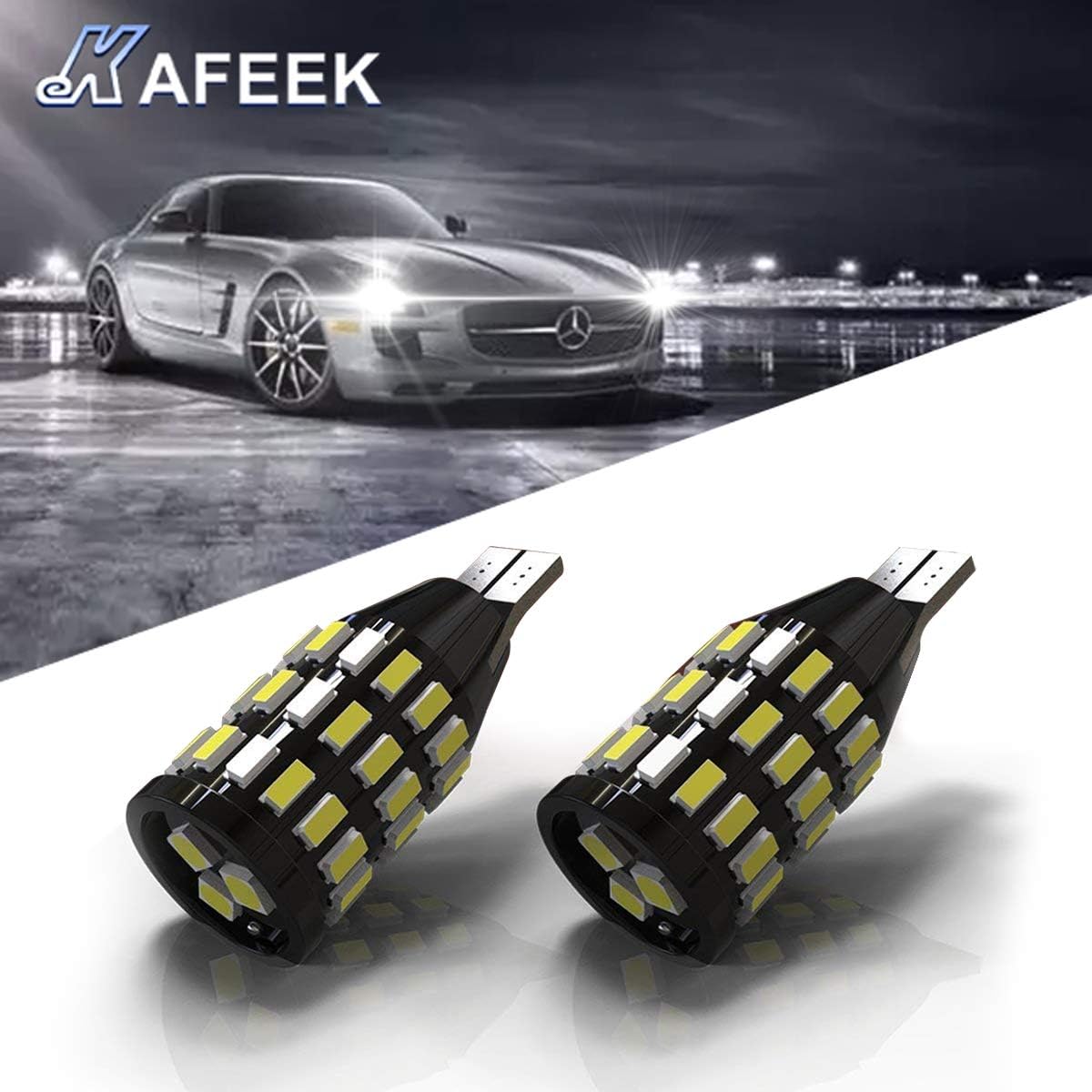 KAFEEK 2x Extremely Bright Canbus Error Free 921 912 W16W LED Bulbs For Backup Reverse Lights, Xenon White