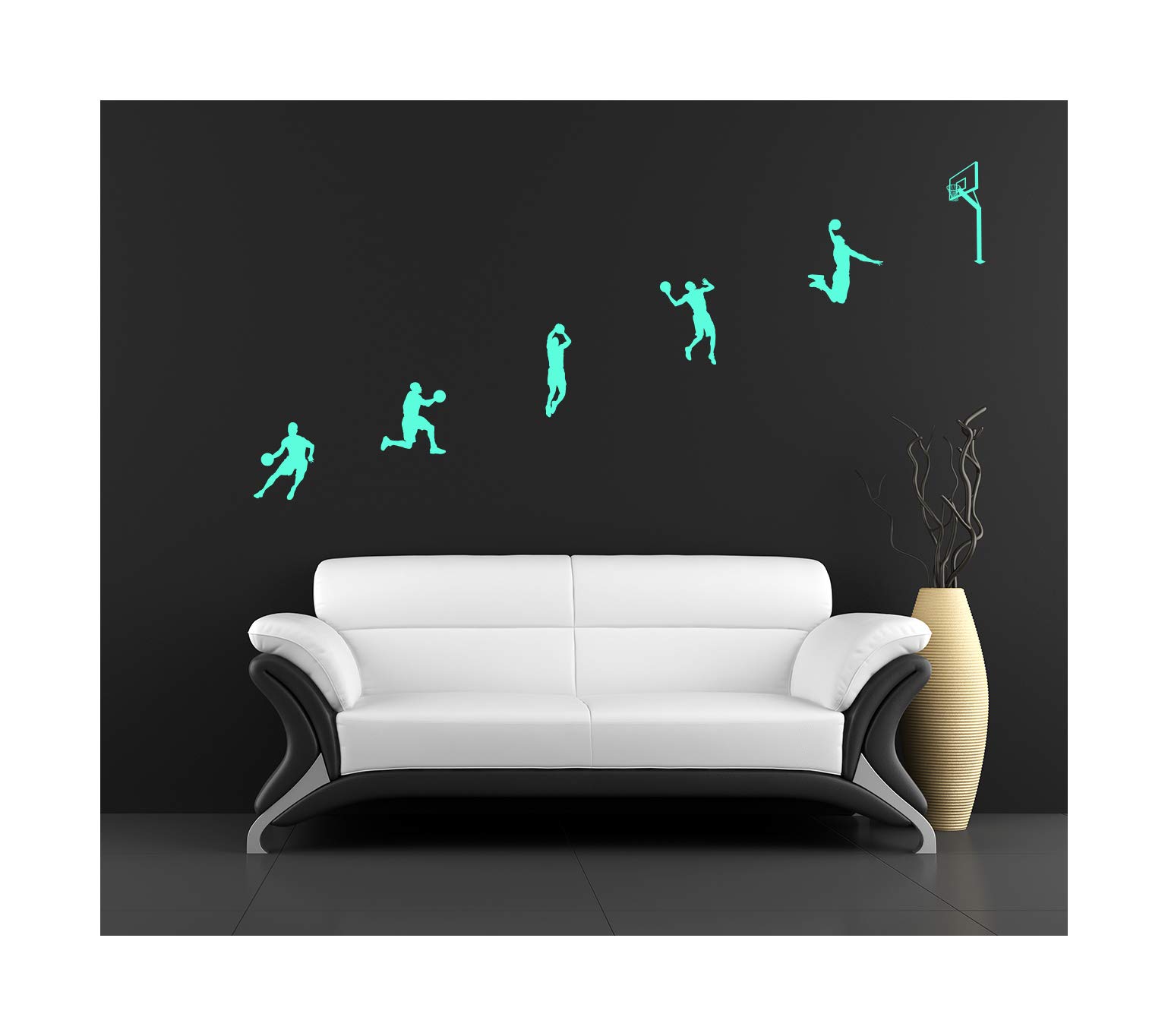 StickerDeen | Basketball Slam Dunk, Kids Children Boys Girls Teenager Teens Man Cave Home, Bedroom Wall Art Vinyl Decal Stickers Gift | (Large - Pack of 6) (Mint)