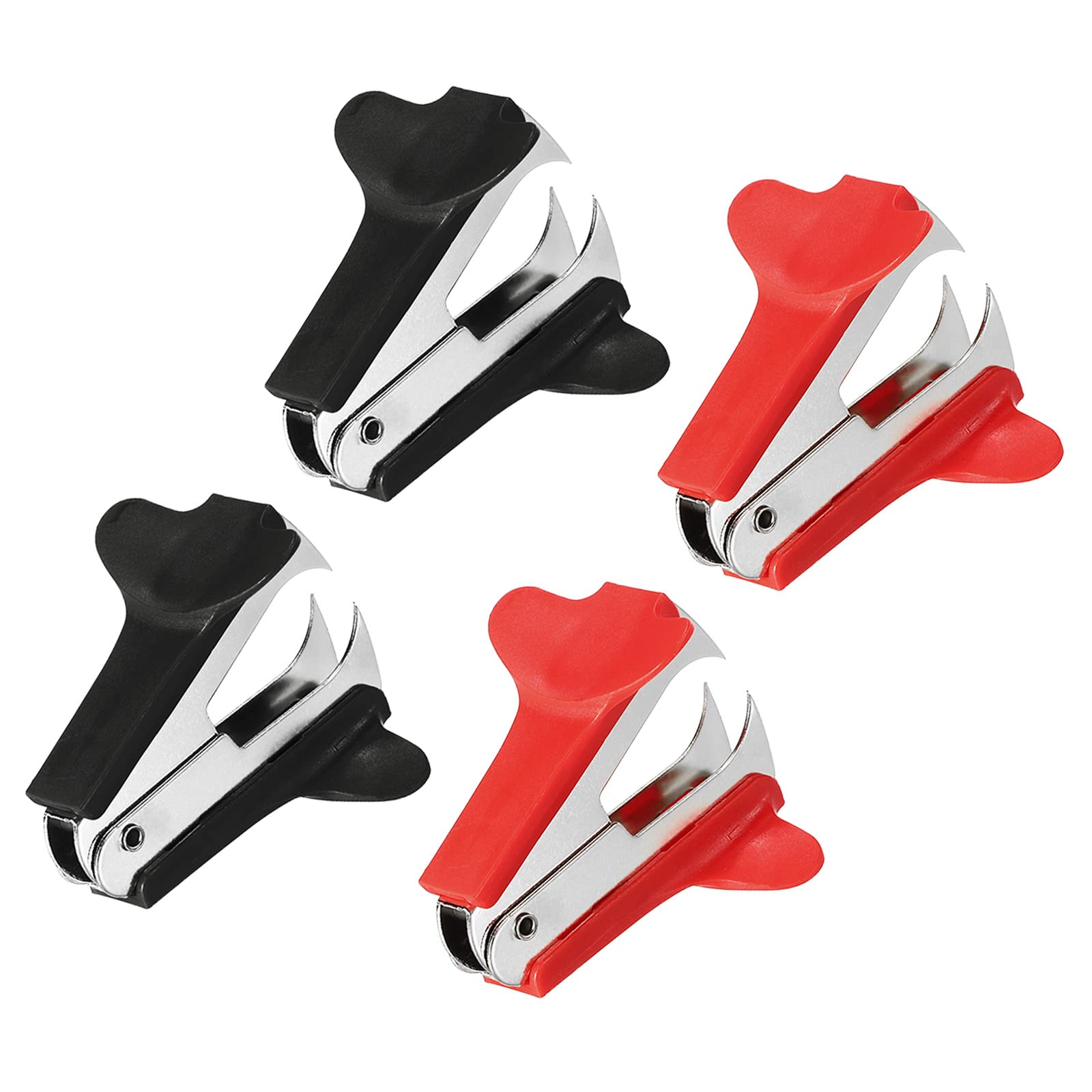 YOKIVE 4 Pcs Staple Remover, Mini Puller Steel Jaw | Staples Removal Great for Office Home Desktop (Black, Red)