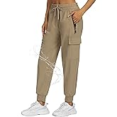 Buauty Womens Hiking Pants Pocketed Cargo Joggers Lightweight Quick Dry Waterproof Pants Elastic Waist Casual Travel Leggings Khaki