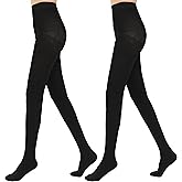 EABERN 2 Pairs Cashmere Wool Tights-Women Opaque Fleece Lined Warm Winter Tights 100 DEN, Black