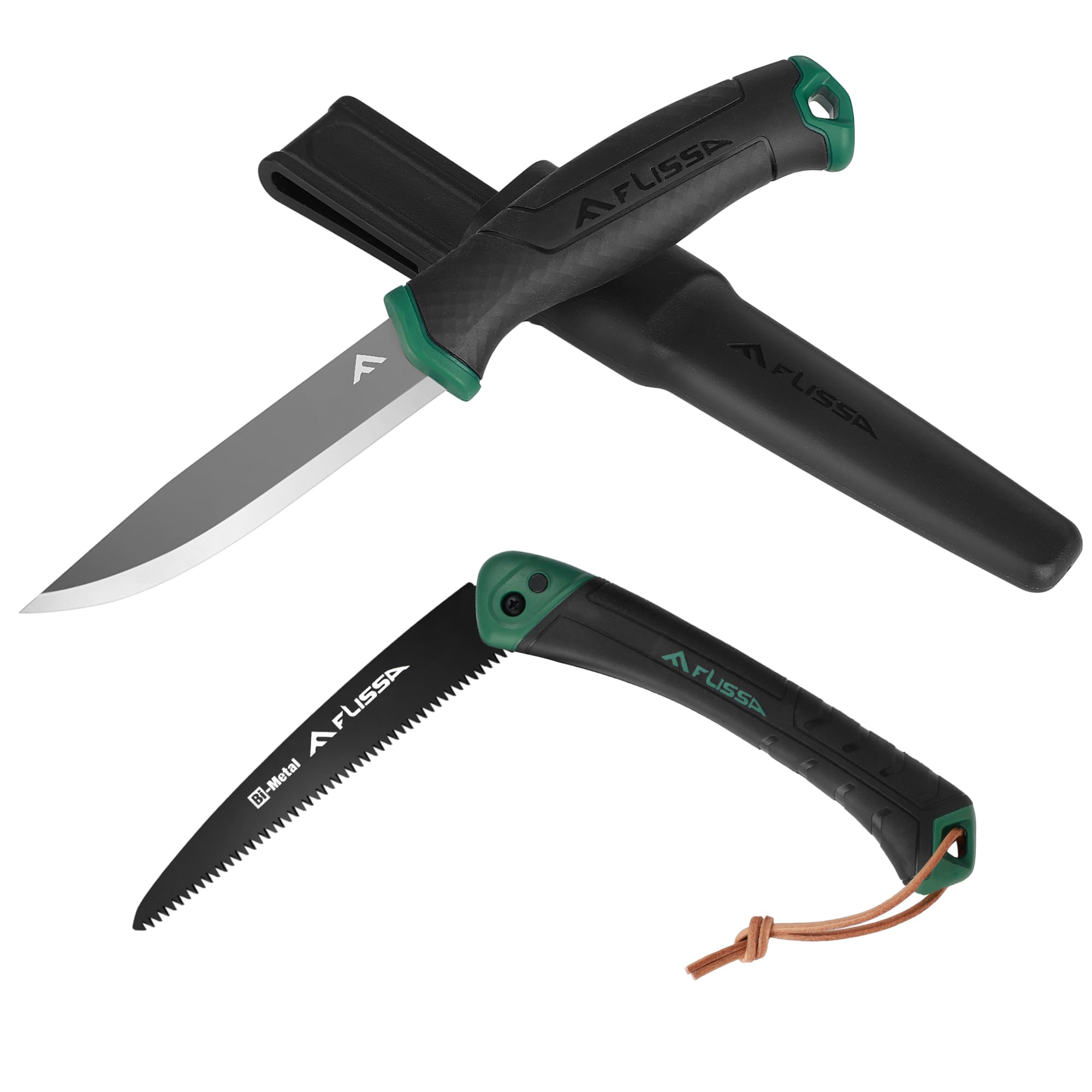 FLISSA Folding Hand Saw & Survival Knife, Bi-metal