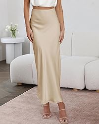 Outoshe Women's Satin High Waisted Maxi Skirts