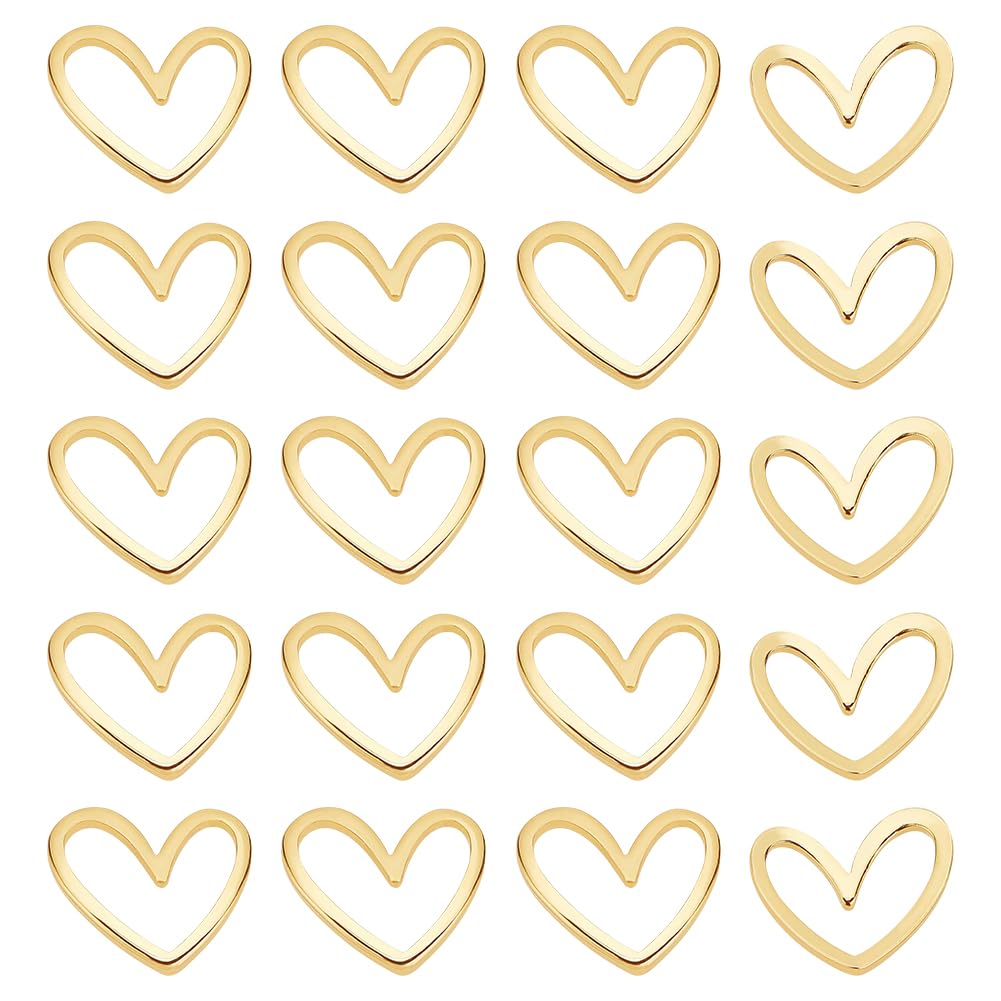BENECREAT 20PCS 18K Gold Plated Linking Rings Brass Heart Closed Jewelry Connectors for Bracelets Necklace DIY Making, 11.5x13mm
