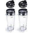 2 Pack 16 oz Blender Cups with Leakproof Sip Lids Compatible with Nutri Ninja, Replacement Single Serve Cups for BL660 BL663 