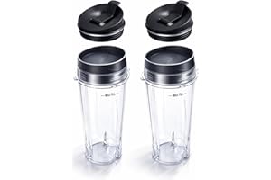 2 Pack 16 oz Blender Cups with Leakproof Sip Lids Compatible with Nutri Ninja, Replacement Single Serve Cups for BL660 BL663 