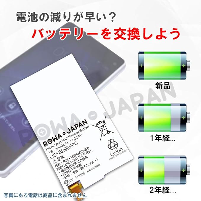 Amazon 増量1 26倍 Docomo Xperia Z1f So 02f So 04f Lis1529erpc 互換 バッテリー 3 8v 2900mah ドライバー付 ロワジャパンpseマーク付 バッテリー 通販