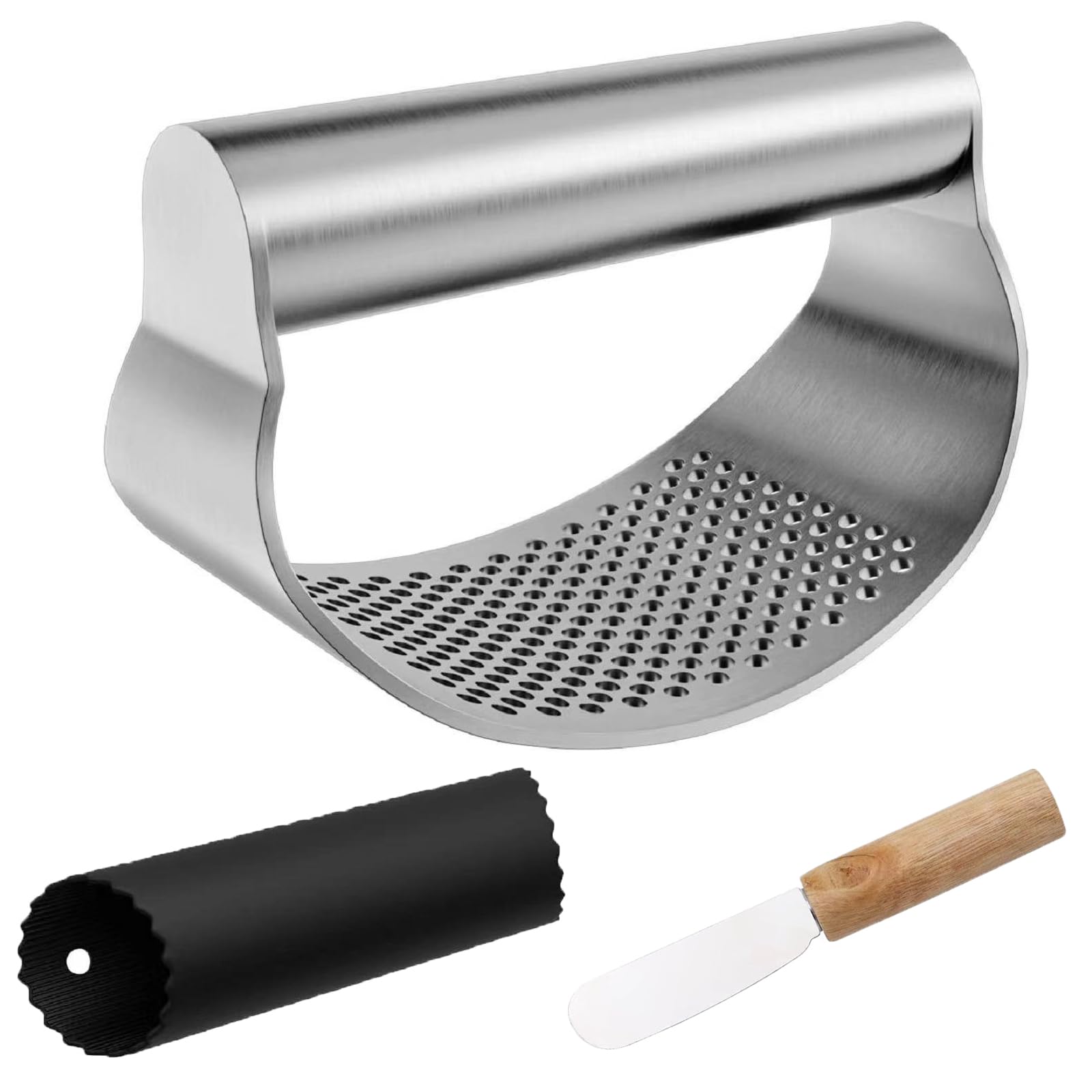 NILICAN Garlic Press Kitchen Tool Garlic Peeler Professional Ginger Crusher Ergonomic Labor-Saving Crusher Garlic Press Rocker Stainless Steel