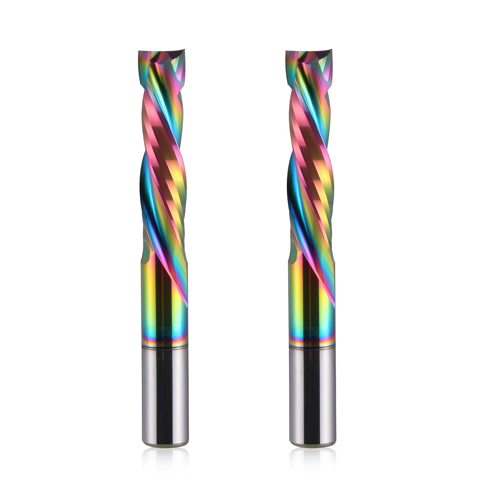 Trvoxviq Spiral Router Bits CNC End Mill, 6mm Shank Up Down Cut Compression Bit with DLC Coating, Durable Tungsten Steel CNC Bits Milling Cutter Tools for Woodworking Engraving Grooving(6x25mm, 2PCS) — image 1