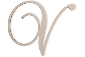 JESS AND JESSICA Wooden Letter V, Wooden Monogram Wall Hanging, Large Wooden Letters, Cursive Wood Letter