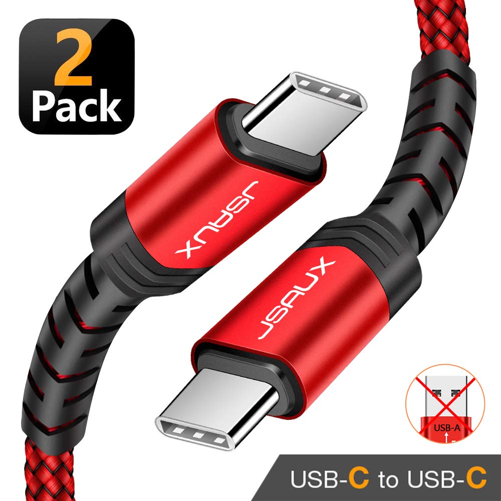USB C to USB C Cable 3A [6.6ft 2-Pack], JSAUX USB Type C Fast Charging Braided Charger Cord Compatible with Google Pixel 2/3/XL, Nexus 6P, Galaxy S9 S8 Plus, Note 8, Huawei Matebook, MacBook -Red