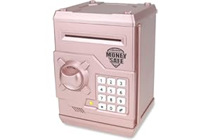 TOPBRY Piggy Bank for Kids,Electronic Password Piggy Bank Kids Safe Bank Mini ATM Piggy Bank Toy for 3-14 Year Old Boys and Girls (Rose Gold)