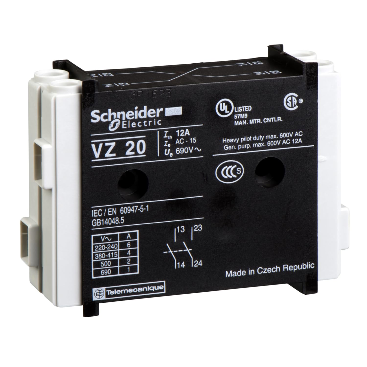 Schneider Electric, TeSys Mini Vario, TeSys VARIO - auxiliary contact block - 1 NO + 1 NO, VZ20