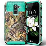 LG K7 Case, LG Tribute 5 Case,JDBRUIAN Forest Camouflage Pattern Design Premium Heavy Duty Defender Dual Layer Protector Hybrid Phone Cover Case for LG K7 & LG Tribute 5 (Teal)