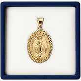 Cross+Crown Premium 14K Yellow Gold Virgin Mary Miraculous Medal for Women & Men, Durable Double-Bonded 14K Yellow Gold Virgin Mary Pendant for Necklace, Women & Mens Gold Virgin Mary Medal, Handcrafted Religious Jewelry in the USA