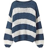 Women's 2026 Fall Winter Striped Sweater Casual Long Sleeve Crew Neck Pullover Tops Ribbed Knit Jumper Tops