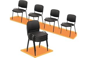 CLATINA Stacking Waiting Room Chairs, PU Leather Armless Office Guest Chair with Metal Frames, Stackable Conference Room Chairs No Wheels for Reception Lobby Side Meeting Training School, Black 10PK