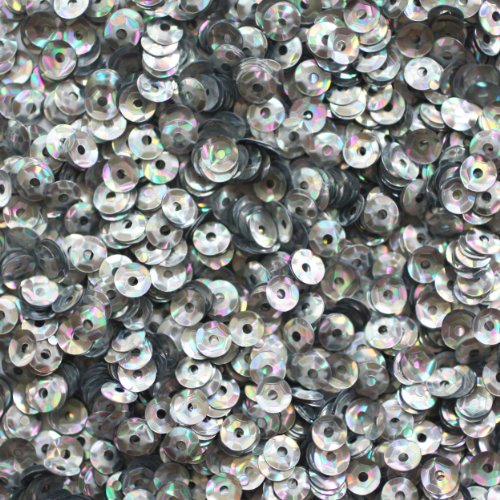 4mm cup facet SEQUINS ~ SILVER PRISM MULTI Reflective METALLIC Loose sequins for embroidery, bridal, applique, arts, crafts, and embellishment. Made in USA.