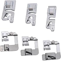 JZK Kit De 6 Pieds Presseurs Pour Ourlet Roulé - 3 Tailles Larges Et 3 Étroites, Compatible Brother Singer Janome Et Machines à Tige Basse