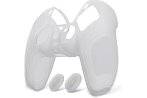 eXtremeRate PlayVital Samurai Edition Clear White Anti-Slip Controller Silicone Skin for ps5, Ergonomic Soft Rubber Protectiv