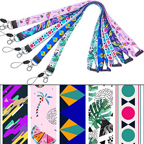 Lanyard with id Holder Badges Horizontal Hall Pass Lanyards with Badge Holders for Kids Women Keys Cruise Ship Card Breakaway Safety Lanyard for Keys Men Key Card 5 Pack Wide 2cm 34" Polyester Straps - Thumbnail 4