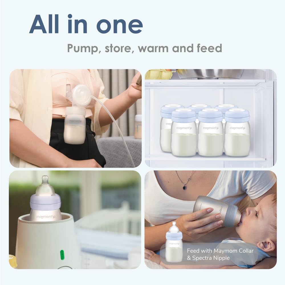 Maymom Wide Neck Breastmilk Collection n Storage Bottle 5.4 oz; Re-markable SureSeal Disc. Fits Spectra S2 Spectra S1 Spectra 9 Plus.