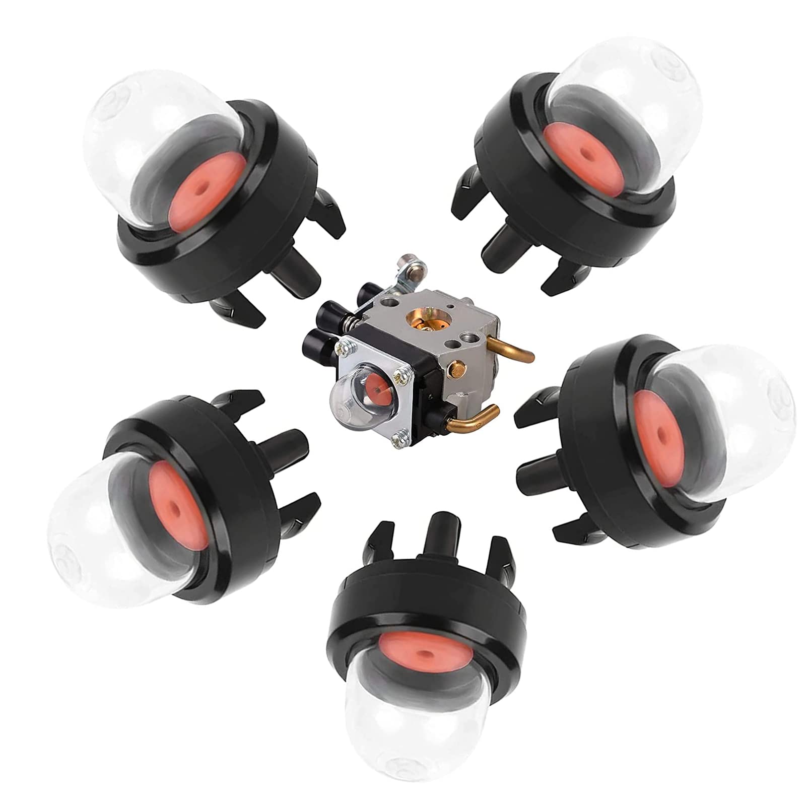 Exbrith Pack of 5 Primer Pump, Petrol Primer Pump, Suitable for Most Lawnmowers, Blowers, Chainsaws, Snow Blowers and Trimmer Carburettors, with the Right Oil Absorption