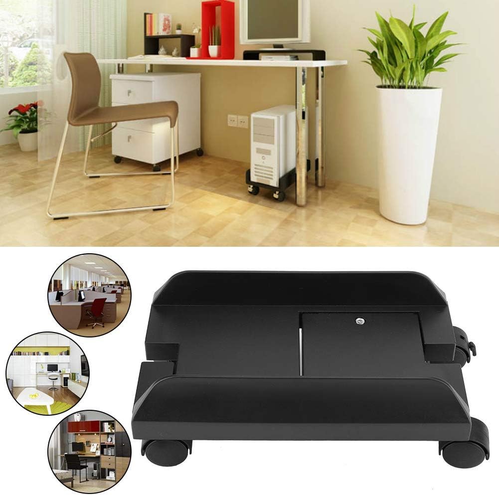 CPU Stand Mobile Desktop Tower Computer Floor Stand Rolling Caster Wheels Adjustable Width Universal PC Computer Holder Cart with 4 Caster Wheels (Black) : Office Products