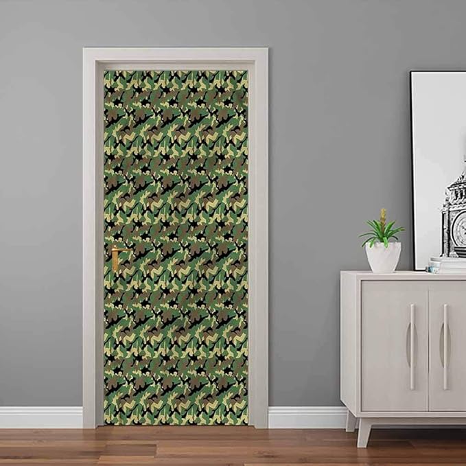 Abstract Mural Wallpaper Camouflage Jungle Hiding DIY 3D Door Wall