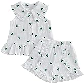 Toddler Baby Girl Clothes Summer Doll Collared Sleeveless Ruffle Tops Shorts Set 1T 2T 3T 4T Kids Floral Outfit