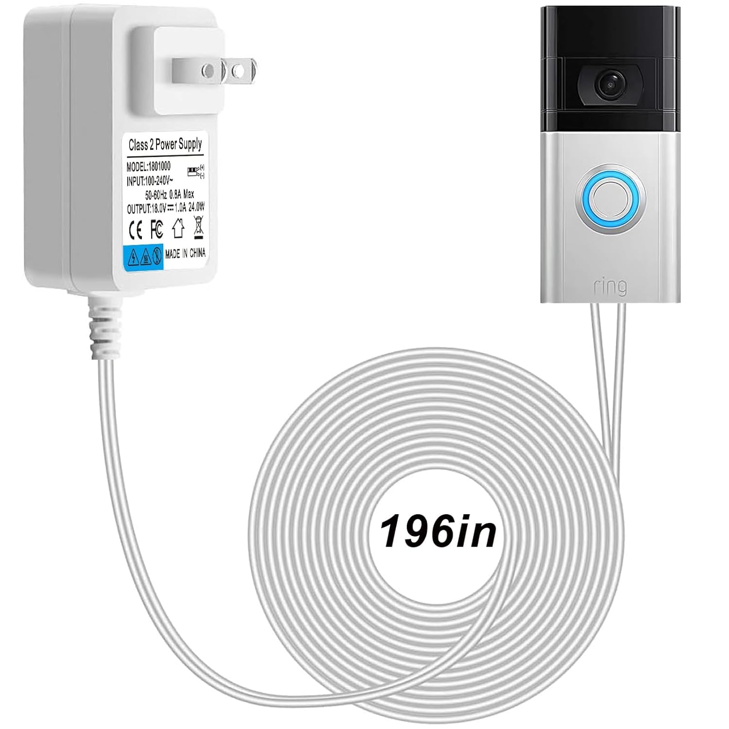 Photo 1 of 18V Video doorbell Power Adapter 110V-240V AC to DC 18V1A Adapter for Ring Video Doorbell Pro and Ring Video Doorbell 2,Fit for Honeywell Nest, Ring/Wyze Video Doorbell.