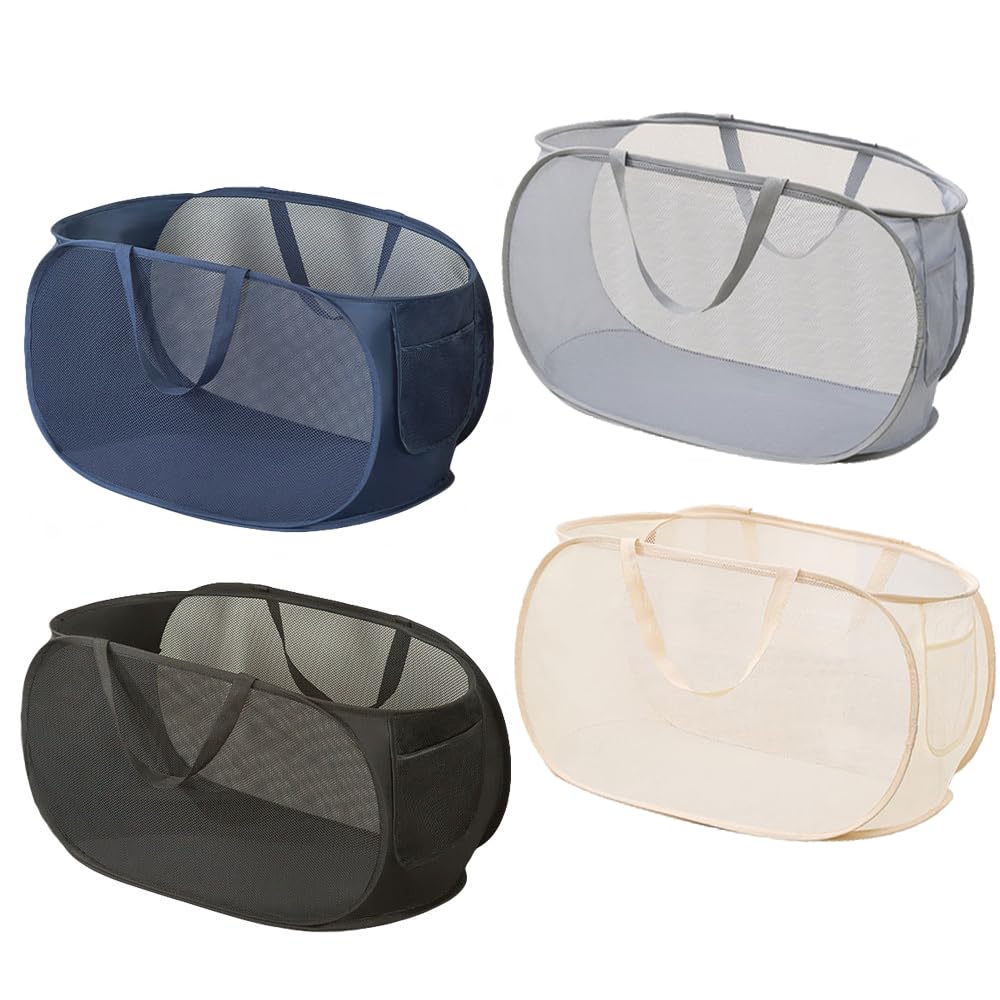 LATERONON 4 Pcs Collapsible Laundry Baskets, Opening Laundry Hamper, Foldable Laundry Basket, Dirty Clothes Basket for Clothes & Home Organization